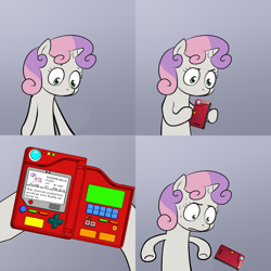 Size: 2000x2000 | Tagged: safe, sweetie belle, exploitable meme, meme, nintendo, pokedex, pokémon, sweetie's note meme