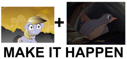 Size: 1009x471 | Tagged: safe, edit, edited screencap, screencap, amber waves, crystal pony, pony, the crystal empire, bambi, comparison, disney, exploitable meme, make it happen, meme