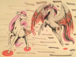 Size: 1024x775 | Tagged: safe, artist:oneiria-fylakas, oc, oc only, oc:shiny nature, pegasus, pony, traditional art