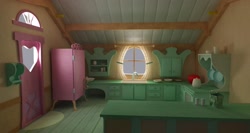 Size: 3000x1600 | Tagged: safe, artist:synthesisgraypie, derpibooru import, 3d, interior, kitchen, sugarcube corner