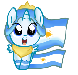 Size: 5772x5556 | Tagged: safe, artist:pridark, oc, oc:princess argenta, alicorn, pony, absurd resolution, alicorn oc, argentina, chibi, cute, female, filly, happy, looking at you, nation ponies, open mouth, ponified, simple background, smiling, transparent background, vector