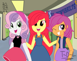 Size: 1280x1024 | Tagged: safe, artist:tails-doll-lover, derpibooru import, apple bloom, scootaloo, sweetie belle, equestria girls, cutie mark crusaders, older, teenage crusaders answers