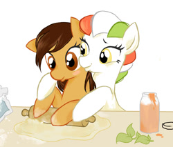 Size: 1000x850 | Tagged: safe, artist:boosy, oc, oc:maría teresa de los ponyos paguetti, oc:princess stivalia, pony, /mlp/, 4chan, cooking, female, from behind, italy, lesbian, mascot, nation ponies, ponified, shipping