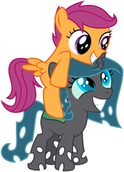 Size: 4314x6000 | Tagged: safe, artist:masem, derpibooru import, scootaloo, oc, changeling, absurd resolution, simple background, transparent background, vector