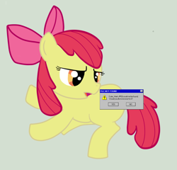 Size: 1416x1360 | Tagged: safe, artist:kenchancake, derpibooru import, apple bloom, parody, solo, windows