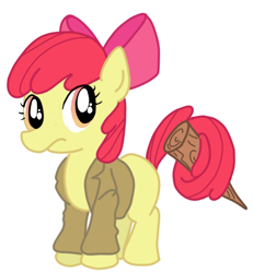 Size: 808x876 | Tagged: safe, artist:dontaskforcookie, apple bloom, buffy the vampire slayer, clothes, crossover, jacket, parody, solo, stake