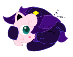 Size: 526x412 | Tagged: safe, artist:voltrathelively, derpibooru import, oc, oc:love pulse, jigglypuff, pokémon, sleeping