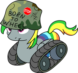 Size: 2710x2548 | Tagged: safe, artist:php87, derpibooru import, oc, oc only, oc:wheely bopper, born to x, full metal jacket, helmet, solo, tank treads, vector