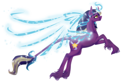 Size: 1024x687 | Tagged: safe, artist:oneiria-fylakas, oc, oc only, oc:midnight fairytale, pony, unicorn, artificial wings, augmented, female, magic, magic wings, mare, simple background, solo, transparent background, wings