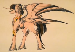 Size: 1024x714 | Tagged: safe, artist:oneiria-fylakas, oc, oc only, oc:makao, alicorn, pony, seraph, seraphicorn, multiple wings, solo, traditional art