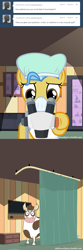 Size: 600x1800 | Tagged: safe, artist:adiwan, daisy jo, doctor fauna, cow, artificial insemination, ask, ask the vet pony, microscope, tumblr