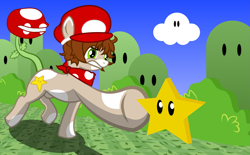 Size: 6467x4000 | Tagged: safe, artist:thatfatbrony, derpibooru import, oc, oc only, oc:8-bit, monster pony, original species, piranha plant pony, absurd resolution, commission, crossover, mario, piranha plant, solo, stars, super mario bros., vector