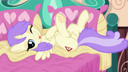 Size: 1600x900 | Tagged: safe, artist:illuminatiums, edit, princess erroria, 4chan, bed, fluffy