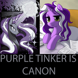 Size: 1300x1300 | Tagged: safe, nightmare rarity, oc, oc:purple tinker, spoiler:comic, op is beyond stupid