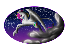 Size: 5181x3913 | Tagged: safe, artist:oneiria-fylakas, oc, oc only, alicorn, pony, cloud, high res, male, night, solo, stallion