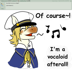 Size: 1500x1500 | Tagged: safe, artist:askoliverpony, derpibooru import, comic sans, oliver, ponified, solo, vocaloid