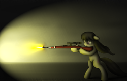 Size: 3716x2359 | Tagged: safe, artist:filincool, derpibooru import, pony, bipedal, gun, kar98k, rifle, solo, weapon