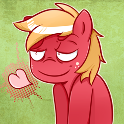 Size: 1200x1200 | Tagged: safe, artist:kupomoty, derpibooru import, big macintosh, earth pony, pony, heart, male, stallion