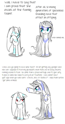 Size: 537x1016 | Tagged: safe, artist:celerypony, derpibooru import, oc, oc only, oc:celery, oc:myrle, pony, unicorn, biological clock, female, mare, mother and child, mother and daughter, parent and child, simple background, white background