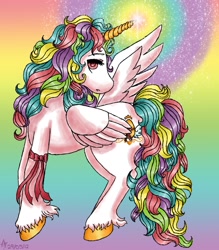 Size: 1168x1332 | Tagged: safe, artist:rosalinnrodriguez, derpibooru import, oc, oc only, alicorn, pony, alicorn oc, angelic prism, solo