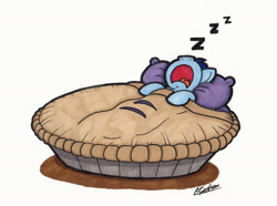 Size: 2002x1492 | Tagged: safe, artist:bobthedalek, soarin', pony, bed, cute, pie, sleeping, snoring, solo, that pony sure does love pies, traditional art, zzz