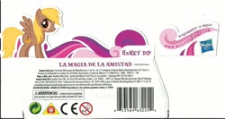 Size: 726x385 | Tagged: safe, artist:demonioblanco, derpibooru import, oc, oc only, oc:honey dip, barcode, hasbro, spanish