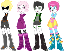 Size: 805x638 | Tagged: safe, artist:violetclm, derpibooru import, equestria girls, dirk strider, eqg promo pose set, equestria girls-ified, homestuck, jake english, jane crocker, roxy lalonde, trickster mode