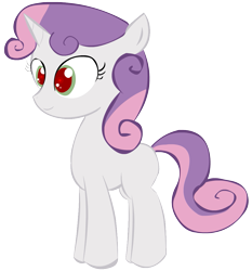 Size: 1003x1075 | Tagged: safe, artist:trolllightsparkle, sweetie belle, sweetie bot, pony, robot, unicorn, blank flank, female, filly, foal, hooves, horn, red eyes, simple background, smiling, solo, transparent background