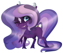 Size: 2932x2480 | Tagged: safe, artist:oneiria-fylakas, oc, oc only, oc:moonwolf, earth pony, pony, chibi, female, high res, mare, one eye closed, raised hoof, simple background, solo, transparent background, wink