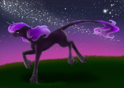 Size: 1024x724 | Tagged: safe, artist:oneiria-fylakas, oc, oc only, oc:leia, pony, unicorn, female, mare, night, solo