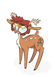 Size: 3000x4234 | Tagged: safe, artist:horny-eunuchorn, oc, oc only, deer, compass, emulation, fawn, ponywise, style emulation, stylized