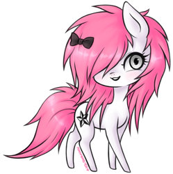 Size: 903x906 | Tagged: safe, artist:ponymonster, derpibooru import, oc, oc only, oc:blackstar, bow, cute, simple background, solo