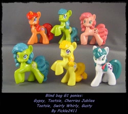 Size: 900x806 | Tagged: safe, artist:pickle2411, derpibooru import, cherries jubilee, gusty, gypsy (g1), swirly whirly, tootsie, g1, blind bag, custom, figure, g1 to g4, generation leap, toy
