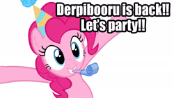 Size: 1920x1080 | Tagged: safe, derpibooru import, pinkie pie, earth pony, pony, celebration, derpibooru, derpibooru is down, image macro, party