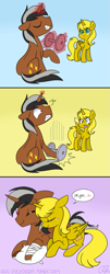 Size: 769x1912 | Tagged: safe, artist:inkie-heart, derpibooru import, oc, oc only, oc:star sparkler, oc:ticket, alicorn, pony, alicorn oc, female, heart, injured, magic, male, straight, ticketsparkler, weight