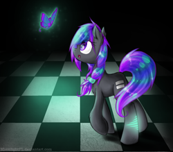 Size: 1600x1400 | Tagged: safe, artist:moonlightfl, derpibooru import, oc, oc only, butterfly, earth pony, pony, dark, gentamecina, psychiatric