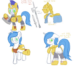 Size: 1092x1092 | Tagged: safe, artist:lemon, oc, oc only, pony, unicorn, armor, dark souls, halberd, plot