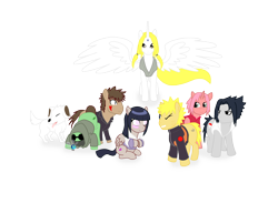 Size: 3462x2529 | Tagged: safe, artist:mattwilson83, alicorn, parasprite, pony, aburame shino, akamaru, haruno sakura, hyuuga hinata, inuzuka kiba, naruto, ponified, tsunade, uchiha sasuke, uzumaki naruto