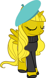 Size: 600x1004 | Tagged: safe, edit, oc, oc only, oc:ticket, alicorn, pony, alicorn oc, beatnik, beret, simple background, solo, transparent background