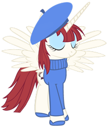 Size: 900x1074 | Tagged: safe, artist:cool77778, oc, oc only, oc:fausticorn, beret, lauren faust, solo