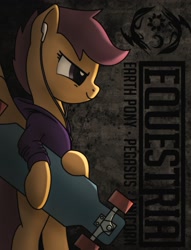 Size: 1834x2400 | Tagged: safe, artist:dyani-yahto, derpibooru import, scootaloo, pony, bottomless, clothes, earbuds, female, filly, hoodie, longboard, profile, skateboard, solo