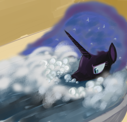 Size: 796x768 | Tagged: safe, artist:tggeko, nightmare moon, bath, bubble, solo