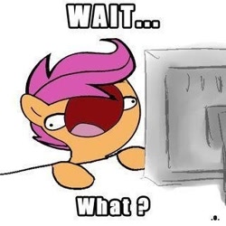 Size: 320x320 | Tagged: safe, derpibooru import, scootaloo, computer, reaction image, solo, sweetie derelle, wat