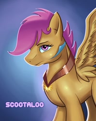 Size: 757x950 | Tagged: safe, artist:gsphere, scootaloo, pegasus, pony, female, filly, gradient background, solo