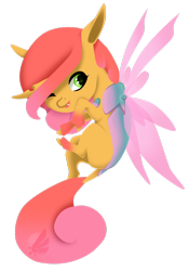 Size: 1024x1461 | Tagged: safe, artist:oneiria-fylakas, oc, oc only, oc:tina, changedling, changeling, chibi, female, simple background, solo, transparent background