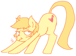 Size: 498x368 | Tagged: artist needed, safe, derpibooru import, oc, oc only, oc:golden brisk, exploitable meme, iwtcird, scrunchy face, solo, stretching