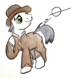 Size: 574x600 | Tagged: safe, artist:blazang, oc, oc only, oc:prodigious peddler, fallout equestria, solo, tales of a junk town pony peddler, traditional art