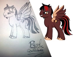 Size: 830x650 | Tagged: safe, artist:rezal, derpibooru import, oc, oc only, pegasus, pony, pony creator, 9000 hours in pony creator, comparison, familiar, male, rezal, sketch, stallion, traditional art, unshorn fetlocks