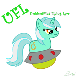 Size: 700x700 | Tagged: safe, artist:bucky, derpibooru import, lyra heartstrings, pony, unicorn, raised eyebrow, simple background, solo, transparent background, ufo