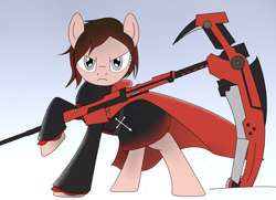 Size: 900x653 | Tagged: safe, artist:theunluckycat, derpibooru import, crescent rose, ponified, ruby rose, rwby, solo